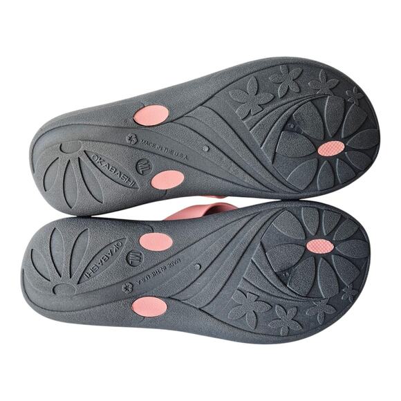 OKABASHI Women's M/L = 8 9 Sandals Breeze Flip Flops Pink Gray Water Made USA - Picture 8 of 8